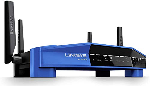 Linksys WRT3200ACM AC3200 Dual-Band Gigabit Wi-Fi Router, Beamforming Tri-Stream Wireless Signal, Ethernet Ports, MU-MIMO (Schwarz, Blau) von Linksys