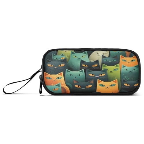 Linnyio Aquarell Bunte Katze Federmäppchen,Federmäppchen,Federtasche,für Schüler Mädchen Jungen Linnyio Aquarell Bunte Katze Federmäppchen,Federmäppchen,Federtasche,für Schüler Mädchen Jungen von Linnyio