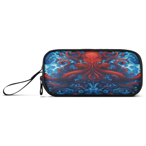 Linnyio Blau Rot Tier Oktopus Federmäppchen,Federmäppchen,Federtasche,für Schüler Mädchen Jungen von Linnyio