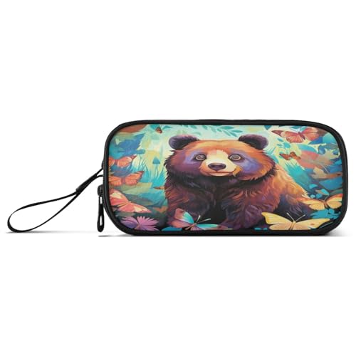 Linnyio Lustiger Aquarellbär Federmäppchen,Federmäppchen,Federtasche,für Schüler Mädchen Jungen von Linnyio