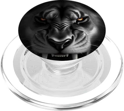 Roaring Lion Artistic Schwarz und Weiß PopSockets PopGrip für MagSafe von Lion Art Designs for Animal Lovers