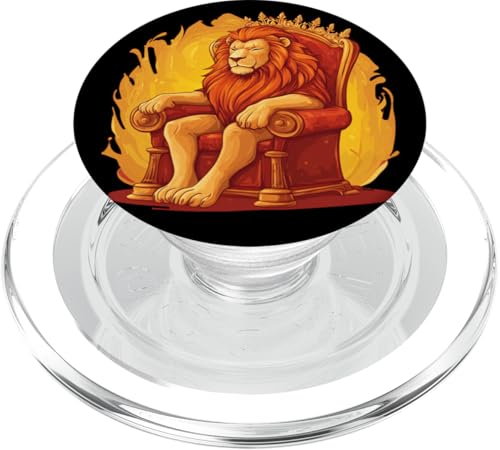 Royal Fire Throne Löwe Design für eine majestätische Atmosphäre PopSockets PopGrip für MagSafe von Lion Throne