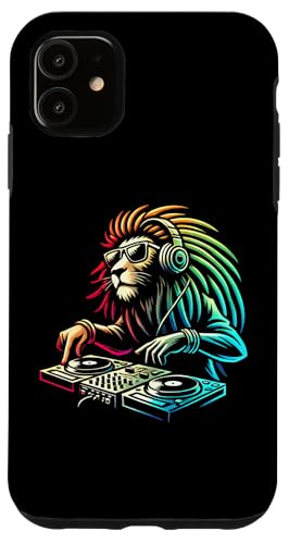 Hülle für iPhone 11 Lion Funny Reggae Funky DJ Kopfhörer Rave Colorful Men Women von Lion byAxisone