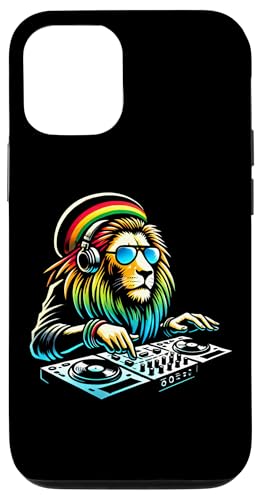 Hülle für iPhone 14 Pro Lion Funny Reggae Kopfhörer Funky DJ Rave Colorful Men Women von Lion byAxisone