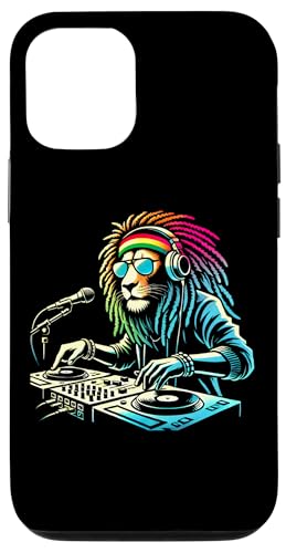 Hülle für iPhone 14 Pro Lustiger Lion Reggae Kopfhörer Funky DJ Rave Bunt Männer Frauen von Lion byAxisone