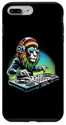 Hülle für iPhone 7 Plus/8 Plus Lustiger Lion Reggae Kopfhörer Funky DJ Rave Bunt Männer Frauen von Lion byAxisone