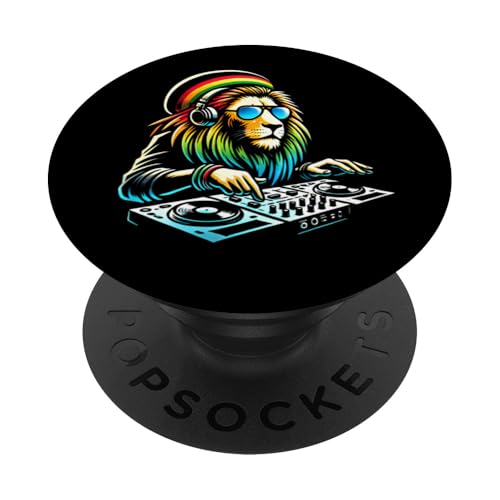 Lion Funny Reggae Kopfhörer Funky DJ Rave Colorful Men Women PopSockets mit austauschbarem PopGrip von Lion byAxisone