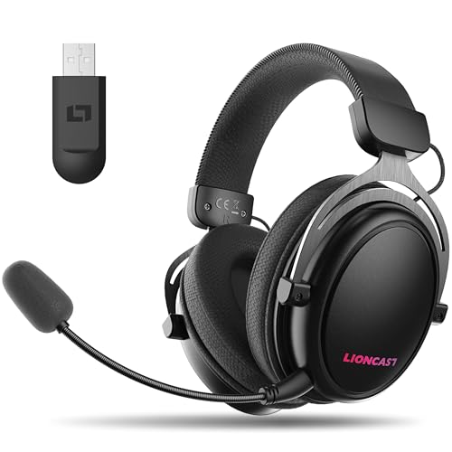 Lioncast® LX80 Gaming Headset mit Mikrofon Wireless [80Std. Akku] - PS5 - Xbox One - Gaming Headset PC - Kabellos Bluetooth - Gaming Kopfhörer von Lioncast