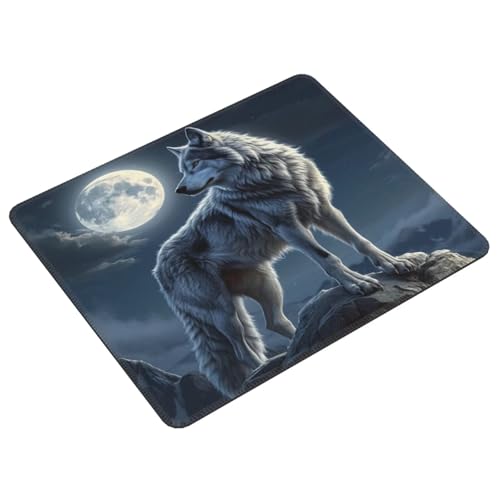 Mauspad Der Mondwolf, Multifunktionales Schreibtischunterlage, Genähten Kanten Tisch-Schutz Unterlage, rutschfeste Mousepad für Gaming und Büro, Verbessert Präzision Geschwindigkeit 340x280cm E-121 von Lionhai