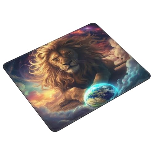 Mauspad Der kosmische Löwe, Multifunktionales Schreibtischunterlage, Genähten Kanten Tisch-Schutz Unterlage, rutschfeste Mousepad für Gaming Büro,Verbessert Präzision Geschwindigkeit 300x250cm E-124 von Lionhai