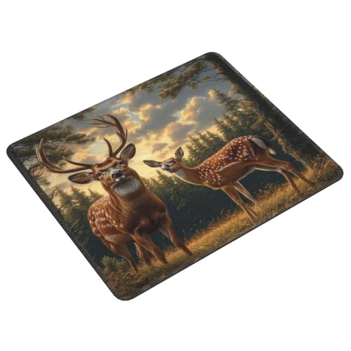 Mauspad Hirsch Dschungel, Multifunktionales Schreibtischunterlage, Genähten Kanten Tisch-Schutz Unterlage, Rutschfeste Mousepad für Gaming und Büro,Verbessert Präzision Geschwindigkeit 300x250cm E-470 von Lionhai