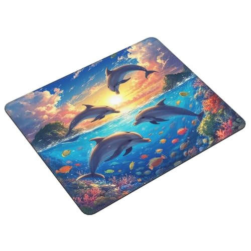 Mauspad Meeresboden Delfine, Multifunktionales Schreibtischunterlage, Genähten Kanten Tisch-Schutz Unterlage, rutschfeste Mousepad für Gaming Büro,Verbessert Präzision Geschwindigkeit 300x250cm E-260 von Lionhai