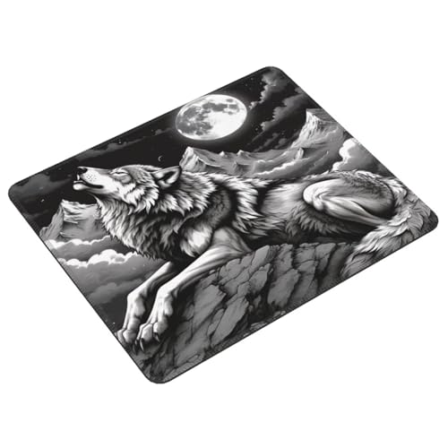 Mauspad Schwarzweißer Wolf, Multifunktionales Schreibtischunterlage, Genähten Kanten Tisch-Schutz Unterlage, rutschfeste Mousepad für Gaming Büro,Verbessert Präzision Geschwindigkeit 340x280cm E-240 von Lionhai