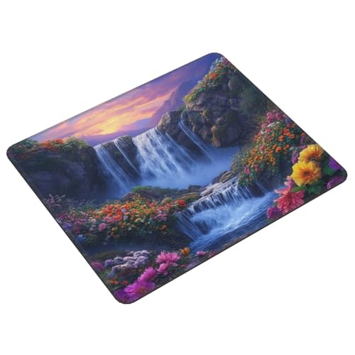 Mauspad Wasserfall Blumen Gaming Mauspad, Gaming Mousepad Wasserdicht und Rutschfester Gummi für PC-Büro, Arbeit, Gaming, Studium, Laptop, Festival Geschenk Dekor Schreibtischunterlage 420x350cm E-410 von Lionhai