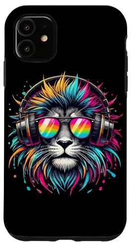 Hülle für iPhone 11 Löwe Trägt Sonnenbrille Kopfhörer Löwen von Lions Lion Lover Gifts