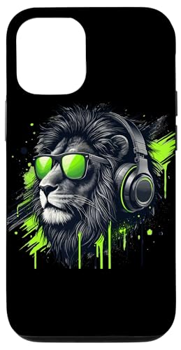 Hülle für iPhone 14 Pro Löwe Trägt Sonnenbrille Kopfhörer Löwen von Lions Lion Lover Gifts