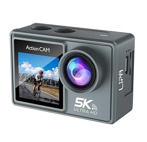 Lipa AT-M40R 5K Action Kamera IPS Wifi - Action Kamera wasserdicht - IMX Sensor - 21 Zubehör- 5K Auflösung - Dual Screen - Mic Anschluss USB - SD bis zu 256 GB - Fernbedienung -4K 60 FPS - EIS von Lipa