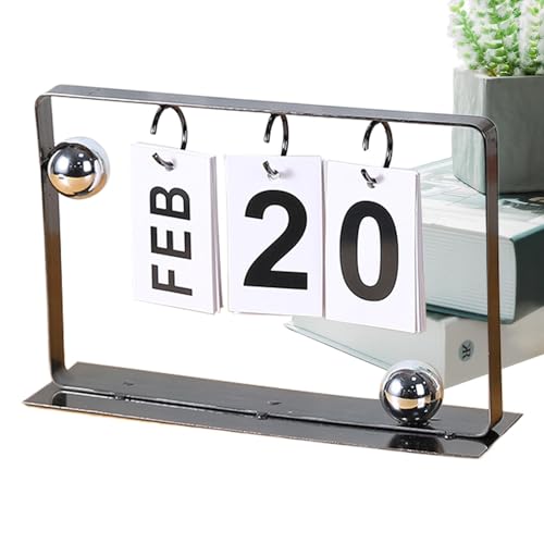 Stehender Kalender - Flipping Perpetual Metal Desktop-Kalender, Täglicher Desktop-Kalender | Tischkalender, stehender Klappkalender aus Metall, rustikales Bauernhaus-Schreibtischzubehör von Liqzirtu