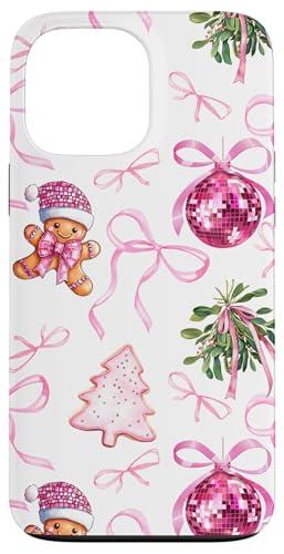 Hülle für iPhone 13 Pro Max Weihnachtskugel Lebkuchen und Discokugel mit rosa Schleife von LisaCoquetteChristmas Co.