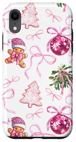 Hülle für iPhone XR Weihnachtskugel Lebkuchen und Discokugel mit rosa Schleife von LisaCoquetteChristmas Co.