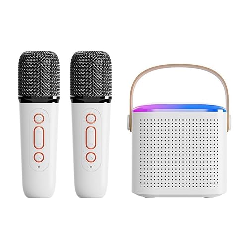 Lisher Tragbarer Bluetooth-Lautsprecher, ohne für Karaoke, Empfang, Unterhaltung, Audio, Karaoke, integriertes Mikrofon, Weiß von Lisher