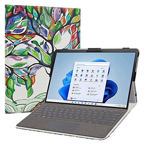 LiuShan Kompatibel mit Microsoft Surface Pro 8 hülle, Folding PU Leder Tasche Hülle Case mit Ständer für Microsoft Surface Pro 8 13 Zoll Tablet(Nicht für andere Modelle),Love Tree von LiuShan