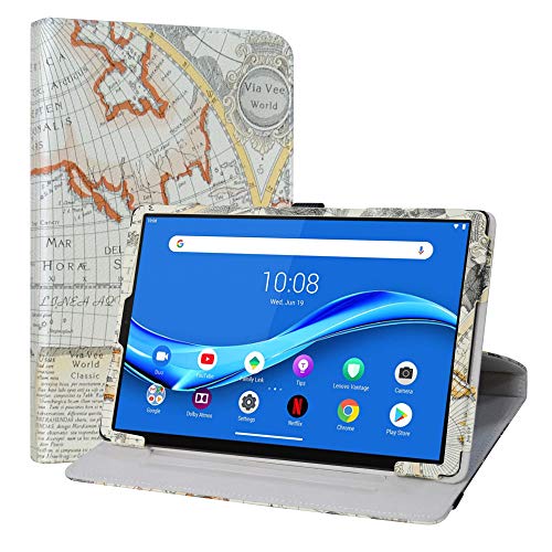 LiuShan Tab M10 Plus Rotating hülle, 360°rotierenden Drehbares Standfunktion hülle mit Schöne Muster für 10.3" Lenovo Tab M10 Plus/Smart Tab M10 Plus Tablet,Map White von LiuShan