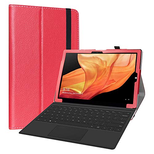 LiuShan kompatibel mit CHUWI UBook X Tablet 12 Inch Tablet PC 2 in 1 hülle,Folding PU Leder Tasche Hülle Case mit Ständer für 12" CHUWI UBook X Tablet 12 Inch Tablet PC 2 in 1,rot von LiuShan