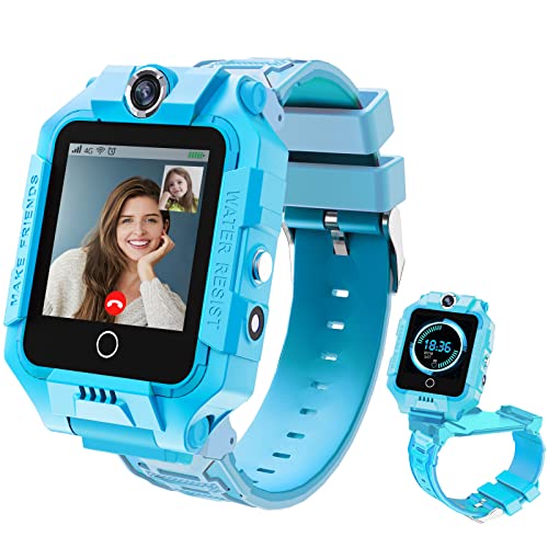 LiveGo 4G Kinder-Smartwatch mit GPS-Tracker und Anrufen, HD-Touchscreen, Kinder-Handyuhr, kombiniert SMS, Videoanruf, SOS, Schrittzähler, 4G-Smartwatch für Kinder, Jungen, Mädchen, 6–12 (t10 blau) von LiveGo