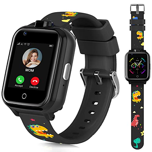 LiveGo 4G Kinder-Smartwatch mit GPS-Tracker und Anrufen, HD-Touchscreen, Kinder-Handyuhr, kombiniert SMS, Videoanruf, SOS, Schrittzähler, 4G-Smartwatch für Kinder, Jungen, Mädchen, 6–12 (t13 schwarz) von LiveGo