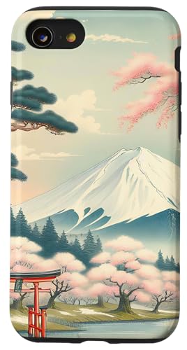 Hülle für iPhone SE (2020) / 7 / 8 Japanische Landschaft Mount Fuji Kirschblüten Torii Gat von LiveHappy