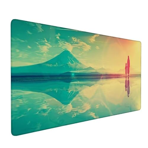 Mousepad XXL 800x300x3mm Mousepad Berg Mauspad Frau, Schreibtischunterlage Mit Kantenschutz, rutschfeste Tastatur Unterlage, Verbessert PräZision und Geschwindigkeit, für Gaming, Büro, Zuhause LX-144 von Lixfagng