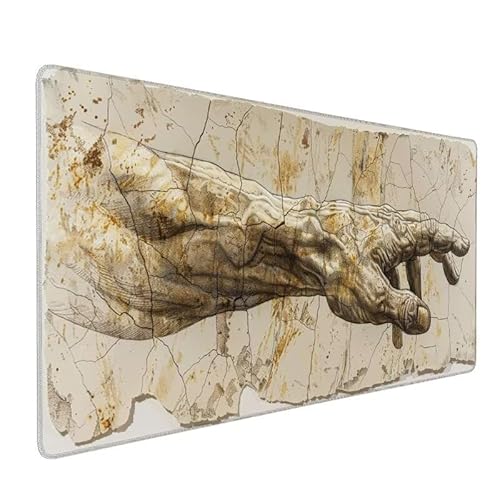 Mauspad Beige, Mousepad XXL 1000x500x3mm Gaming Mauspad Hand, Mit Anti-Rutsch BasisBasis Mousepad, GenäHte Kanten Schreibtischunterlage, Wasserdicht Tastatur Unterlage für Home Büro Geschenk LX-391 von Lixfagng