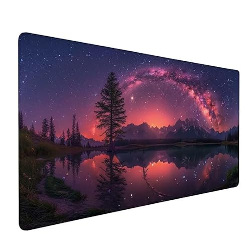 Mauspad Rosa, MousePad XXL 600x300x3mm, Gaming Mauspad Sternenhimmel, Mit Anti-Rutsch BasisBasis MousePad, GenäHte Kanten Schreibtischunterlage, Wasserdicht Tastatur Unterlage für Büro Geschenk LX-473 von Lixfagng