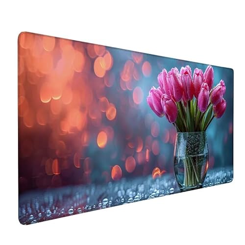 MousePad XXL 1500x800x3mm MousePad Rosa,Mauspad Blume(1),Schreibtischunterlage Mit Kantenschutz,Wasserdichter,Wasserdichter,Rutschfeste,Verbessert PräZision und Geschwindigkeit für Büro,Zuhause LX-296 von Lixfagng