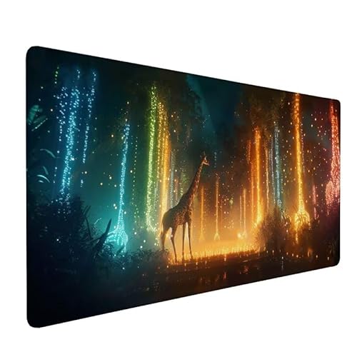 Mousepad XXL 1000x500x3mm Mousepad Glühwürmchen, Mauspad Giraffe, Schreibtischunterlage Mit Kantenschutz, Wasserdichter, rutschfeste, Verbessert PräZision und Geschwindigkeit für Büro, Zuhause LX-830 von Lixfagng