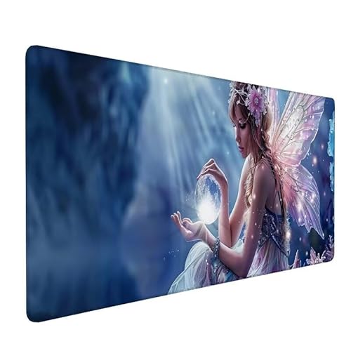 Mousepad XXL 1400x600x3mm Mousepad Elf,Mauspad Flügel,Schreibtischunterlage Mit Kantenschutz,rutschfeste Tastatur Unterlage,Verbessert PräZision und Geschwindigkeit,für Gaming,Büro,Zuhause LX-320 von Lixfagng