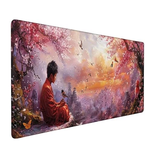 Mousepad XXL 1500x800x3mm Mousepad Zen,Mauspad Anlage,Schreibtischunterlage Mit Kantenschutz,rutschfeste Tastatur Unterlage,Verbessert PräZision und Geschwindigkeit,für Gaming,Büro,Zuhause LX-558 von Lixfagng