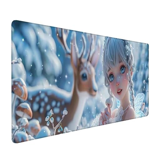 Mousepad XXL 800x300x3mm Mousepad Winter, Mauspad Elf, Schreibtischunterlage Mit Kantenschutz, rutschfeste Tastatur Unterlage, Verbessert PräZision und Geschwindigkeit, für Büro Geschenke LX-332 von Lixfagng