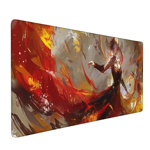 Mousepad XXL 800x400x3mm Mousepad Abstrakt,Mauspad Rot,Schreibtischunterlage Mit Kantenschutz,rutschfeste Tastatur Unterlage,Verbessert PräZision und Geschwindigkeit,für Gaming,Büro,Zuhause LX-744 von Lixfagng