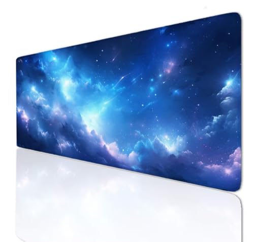 Blau Mauspad 140x70x0.4cm Mousepad XXL Gaming Groß Schreibtischunterlage Rutschfeste, Mouse Pad Schreibtisch Unterlage with Vernähte Kanten, Maus Tastatur Matte, Verlängertes Großes Mauspad 3-80 von Ljpsse