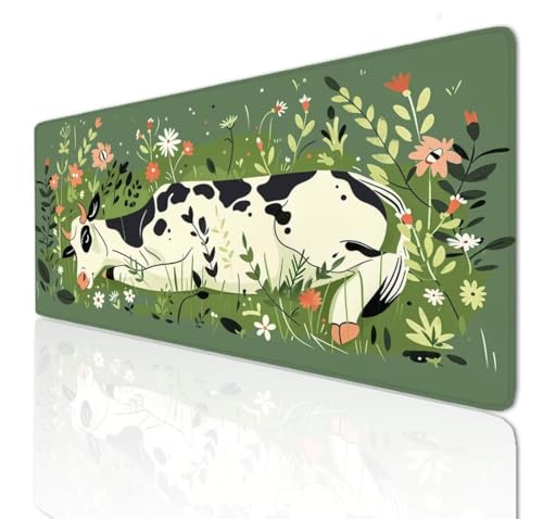 Cow Mauspad 140x70x0.4cm Mousepad XXL Gaming Groß Schreibtischunterlage rutschfeste, Mouse Pad Schreibtisch Unterlage with Vernähte Kanten, Maus Tastatur Matte, Verlängertes Großes Mauspad 3-196 von Ljpsse