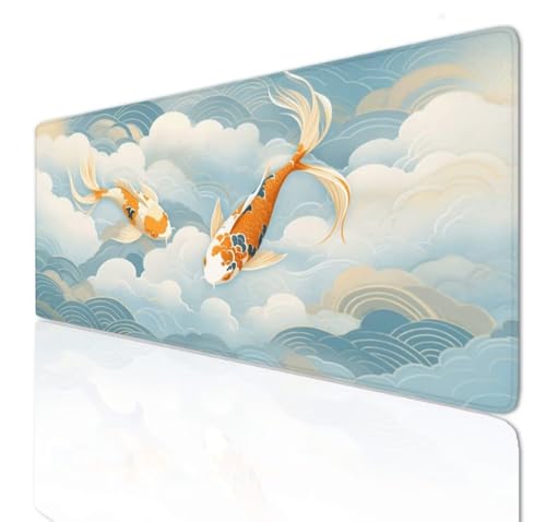 Fish Mauspad 160x80x0.4cm Mousepad XXL Gaming Groß Schreibtischunterlage rutschfeste, Mouse Pad Schreibtisch Unterlage with Vernähte Kanten, Maus Tastatur Matte, Verlängertes Großes Mauspad 3-286 von Ljpsse