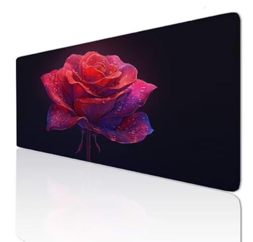 Gaming Mauspad XXL Groß Mousepad 900x500x4mm, Schreibtischunterlage Rose Mouse Pad Desk Mat with Anti-Rutsch Basis, Mauspads Tischunterlage Large Size Verbessert Präzision und Geschwindigkeit 3-770 von Ljpsse