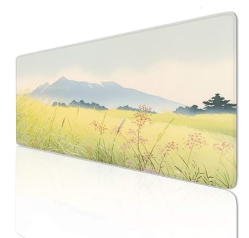 Grass Mauspad 120x60x0.4cm Mousepad XXL Gaming Groß Schreibtischunterlage Rutschfeste, Mouse Pad Schreibtisch Unterlage with Vernähte Kanten, Maus Tastatur Matte, Verlängertes Großes Mauspad 3-408 von Ljpsse