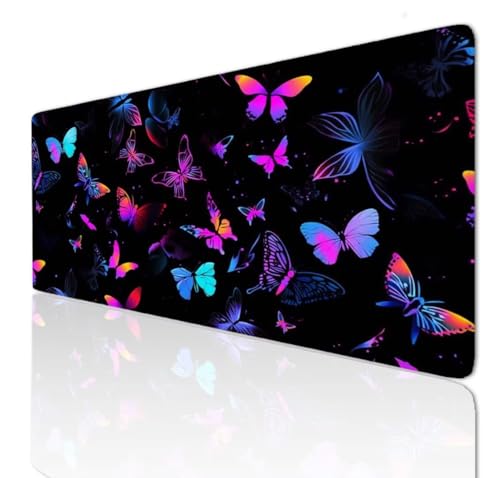 Schmetterling Mauspad 120x60x0.4cm Mousepad XXL Gaming Groß Schreibtischunterlage Rutschfeste, Mouse Pad Schreibtisch Unterlage with Vernähte Kanten, Maus Tastatur Matte Großes Mauspad 3-102 von Ljpsse