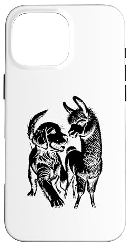 Hülle für iPhone 16 Pro Max Lama und Hund spielen Lamas Tierliebhaber von Llama Alpaca Lover Gifts