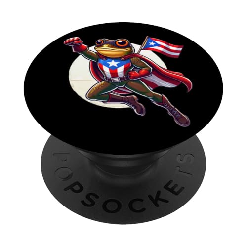 Boricua Superheld Coqui Fliegendes Kap Puerto Rico Flagge PopSockets mit austauschbarem PopGrip von Llego El Boricua