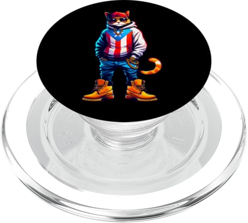 Chill Orange Cat Puerto Rican Flag Swag Boricua PopSockets PopGrip für MagSafe von Llego El Boricua