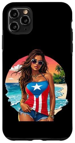 Hülle für iPhone 11 Pro Max Flagge von Puerto Rico, Pride Beach Girl, Sommerspaß, Boricua, Damen von Llego El Boricua